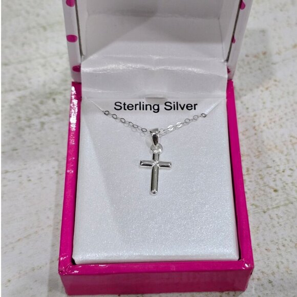 Sterling Silver Cross Pendant Necklace – Dainty Chain & Gift Box - Picture 3 of 6